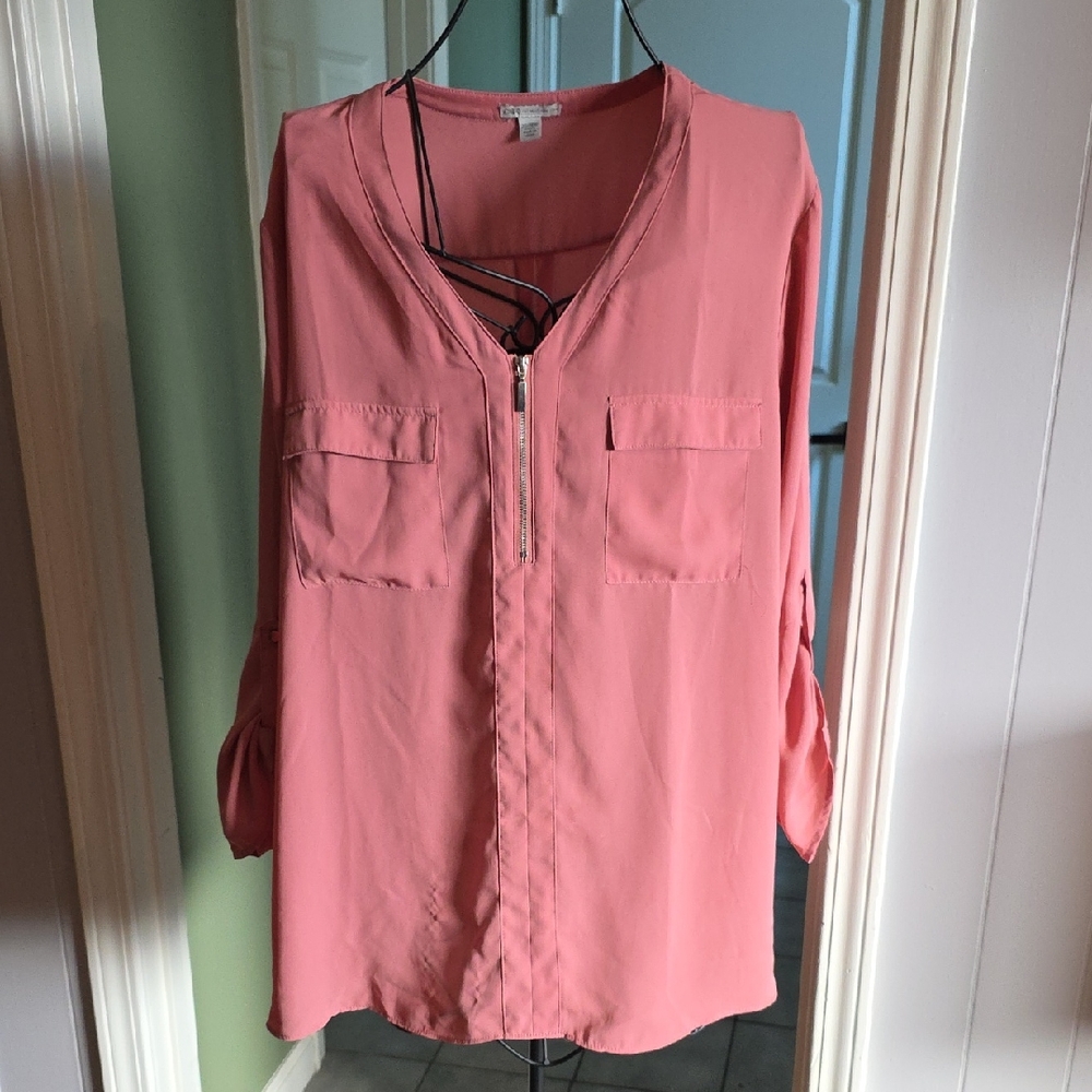Cato Blush Pink Blouse with Zipper